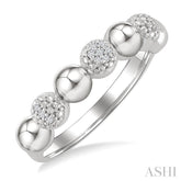 1/20 Ctw Bold Bead Design Round Cut Diamond Fashion Ring in Sterling Silver