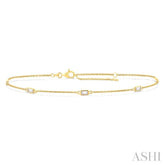 1/4 Ctw Baguette Cut Diamond Station Bracelet in 14K Yellow Gold