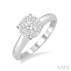 1/8 Ctw Lovebright Round Cut Diamond Bridal Ring in 14K White Gold