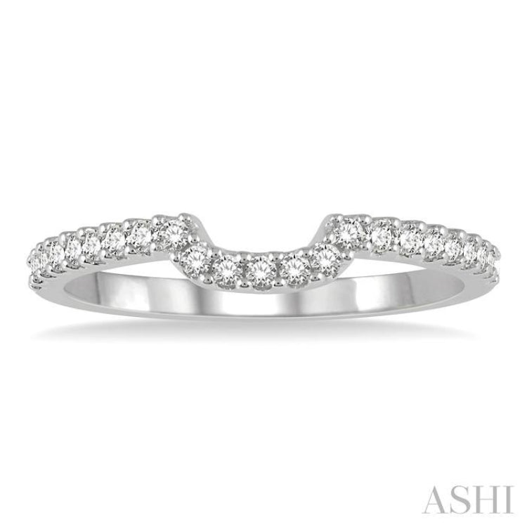 1/6 Ctw U-Shape Center Round Cut Diamond Wedding Band in 14K White Gold