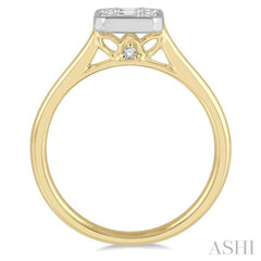 1/2 Ctw Octagonal Shape Baguette and Round Cut Diamond Ladies Ring in 14K Yellow and White Gold