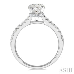 1/3 Ctw Oval Shape Round Cut Diamond Semi-Mount Diamond Engagement Ring in 14K White Gold