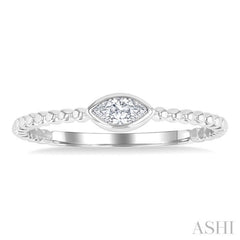 1/6 Ctw Petite Bezel Set Marquise Cut Diamond Stackable Ring in 14K White Gold