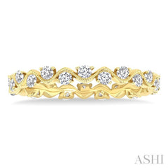 5/8 Ctw Curvy Zig-Zag Round Cut Diamond Eternity Wedding Band in 14K Yellow Gold