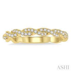 1/4 Ctw Entwined Round Cut Diamond Stackable Twist Band in 14K Yellow Gold
