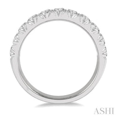 1 Ctw 11 Stone Round Cut Diamond Wedding Band in 14K White Gold