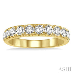 1 Ctw 11 Stone Round Cut Diamond Wedding Band in 14K Yellow Gold