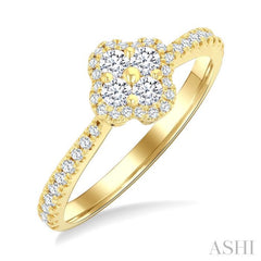 1/2 Ctw Clover Round Cut Diamond Fashion Ring in 14K Yellow Gold