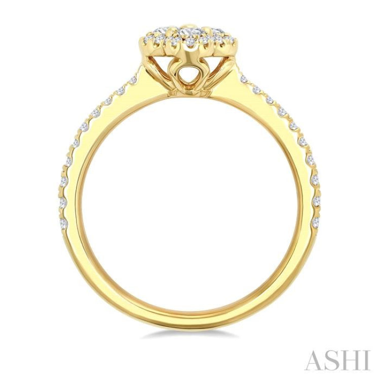 1/2 Ctw Clover Round Cut Diamond Fashion Ring in 14K Yellow Gold