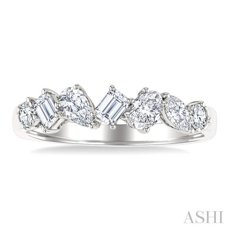 3/4 Ctw Mixed Cut Diamond Fashion Band in 14K White Gold