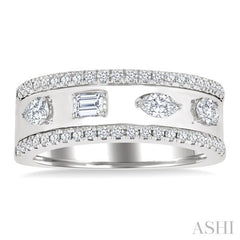 5/8 Ctw Mixed Shape Cut Diamond Fashion Wide Band in 14K White Gold