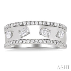 5/8 Ctw 4-Stone Mixed Shape Diamond Wide Fashion Band in 14K White Gold