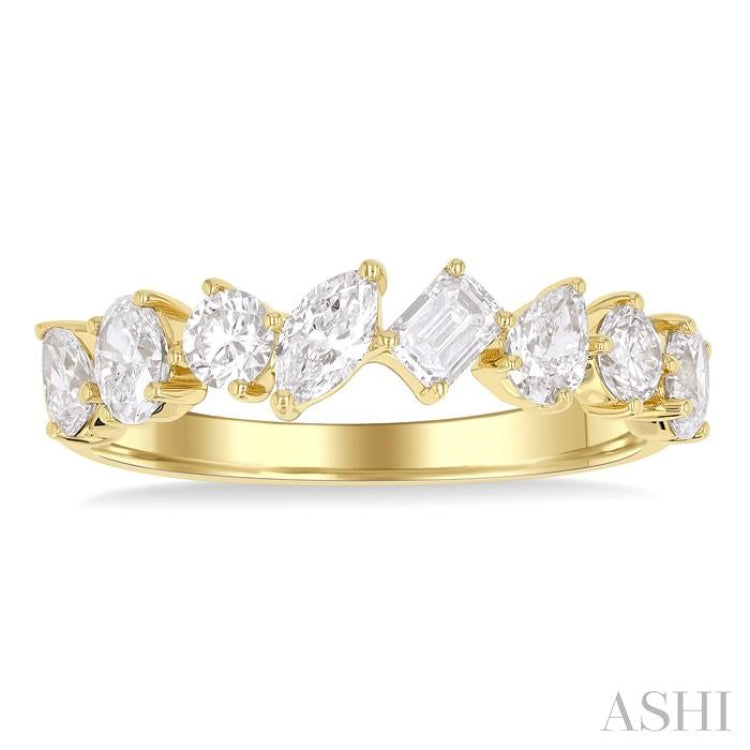 1 1/10 Ctw Mixed Shape Diamond Fashion Band in 14K Yellow Gold