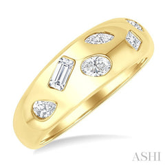 1/2 Ctw Mixed Shape Diamond Mosaic Wide Fashion Band in 14k Yellow Gold