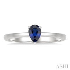 6x4 MM Pear Shape Sapphire Precious Solitaire Ring in 14K White Gold
