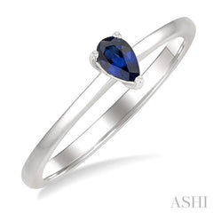 5x3 MM Pear Shape Sapphire Precious Solitaire Ring in 14K White Gold