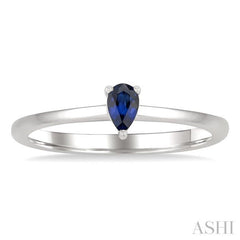 5x3 MM Pear Shape Sapphire Precious Solitaire Ring in 14K White Gold