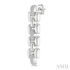 1/10 Ctw Bold Panther Link Single Cut Diamond Fashion Earrings in Sterling Silver