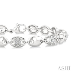 1/10 Ctw Mariner Link Single Cut Diamond Bracelet in Sterling Silver
