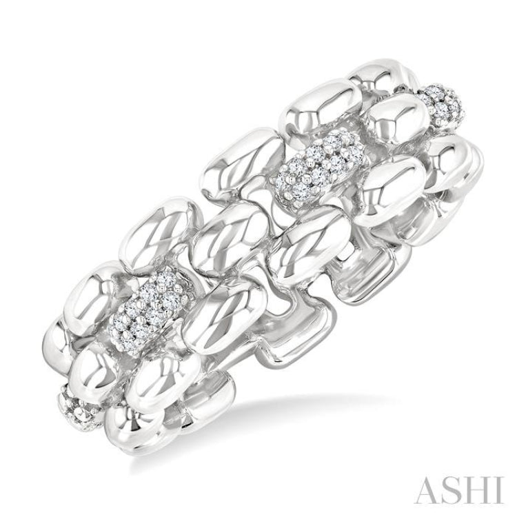 1/10 Ctw Bold Panther Link Single Cut Diamond Fashion Ring in Sterling Silver