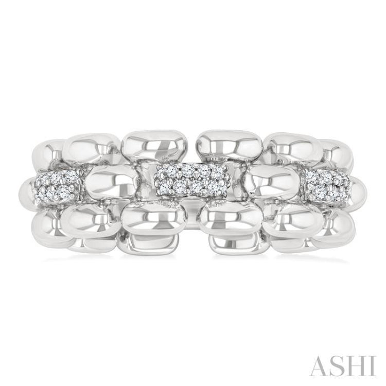 1/10 Ctw Bold Panther Link Single Cut Diamond Fashion Ring in Sterling Silver