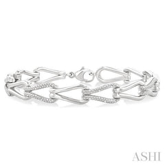 1/6 Ctw Single Cut Diamond Bold Knot Link Fashion Bracelet in Sterling Silver