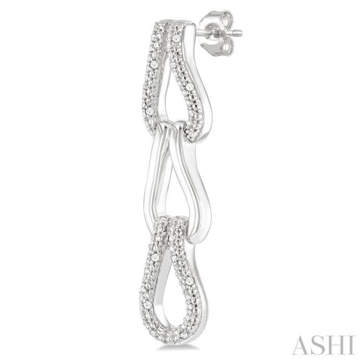1/10 Ctw Single Cut Diamond Bold Knot Link Fashion Earrings in Sterling Silver