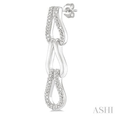1/10 Ctw Single Cut Diamond Bold Knot Link Fashion Earrings in Sterling Silver