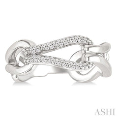 1/10 Ctw Single Cut Diamond Bold Knot Link Fashion Ring in Sterling Silver