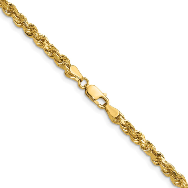 14K 22 inch 4mm Diamond-cut Rope with Lobster Clasp Chain