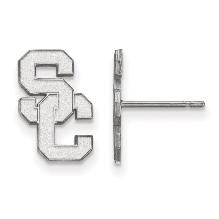 10k White Gold University of Southern California S-C Small Post Earrings