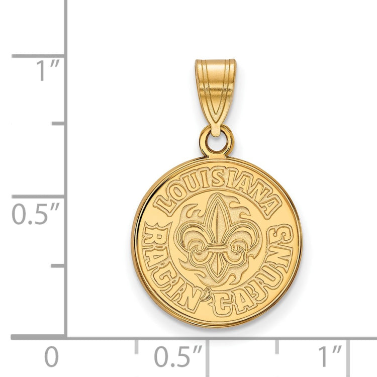 10k Gold LogoArt University of Louisiana at Lafayette Medium Pendant