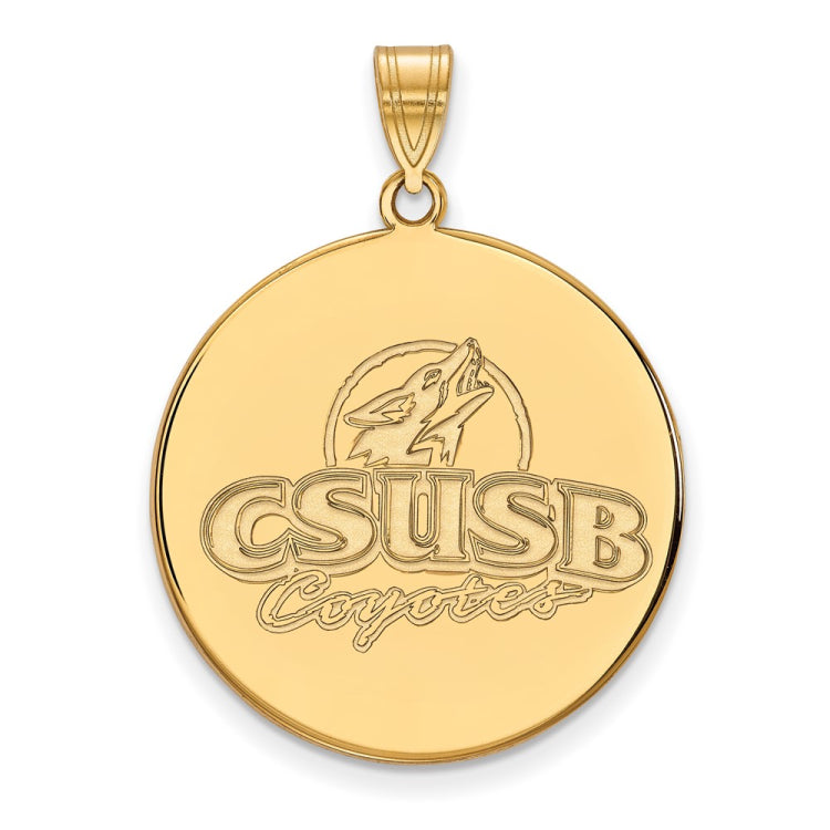 10k Gold LogoArt California State University San Bernardino Coyotes Extra Large Disc Pendant