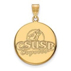 10k Gold LogoArt California State University San Bernardino Coyotes Large Disc Pendant