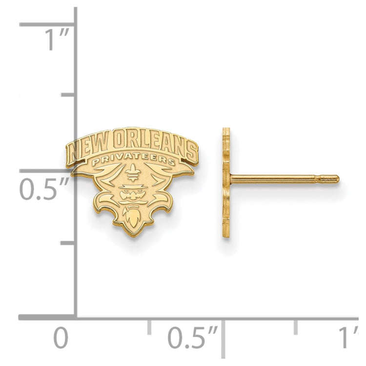 14k Gold LogoArt University of New Orleans U-N-O Small Post Earrings
