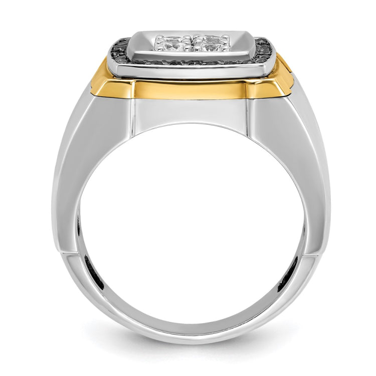 Men's TT Cluster Ring with All Bright Finish and Black Rhodium Accent Mtg