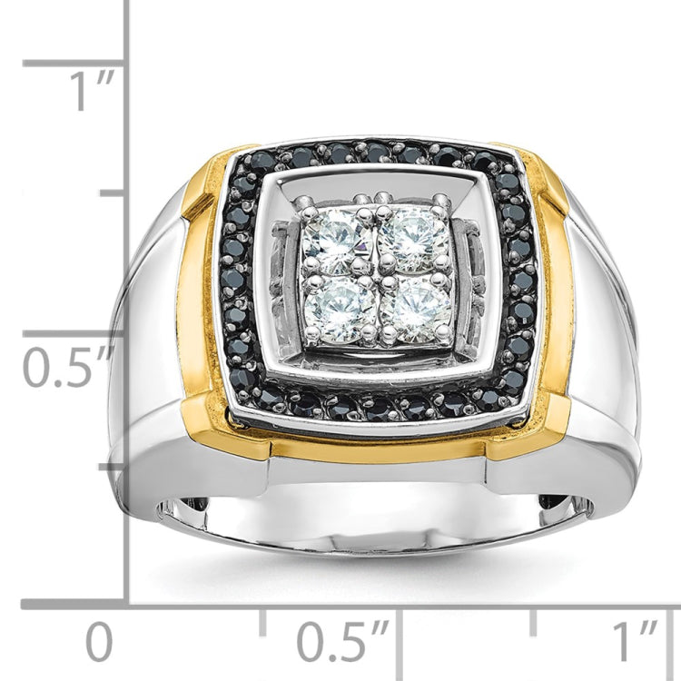 Men's TT Cluster Ring with All Bright Finish and Black Rhodium Accent Mtg