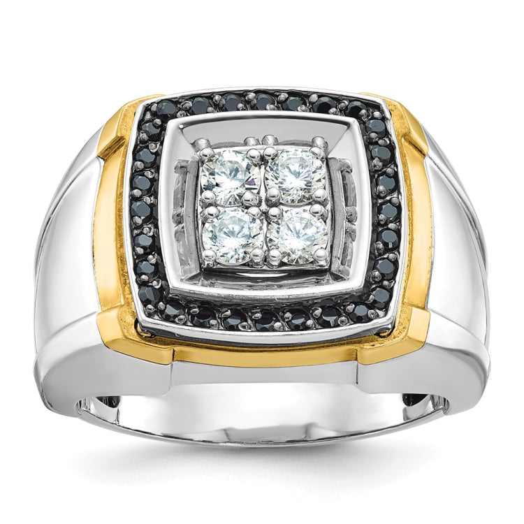 Men's TT Cluster Ring with All Bright Finish and Black Rhodium Accent Mtg