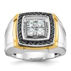 Men's TT Cluster Ring with All Bright Finish and Black Rhodium Accent Mtg