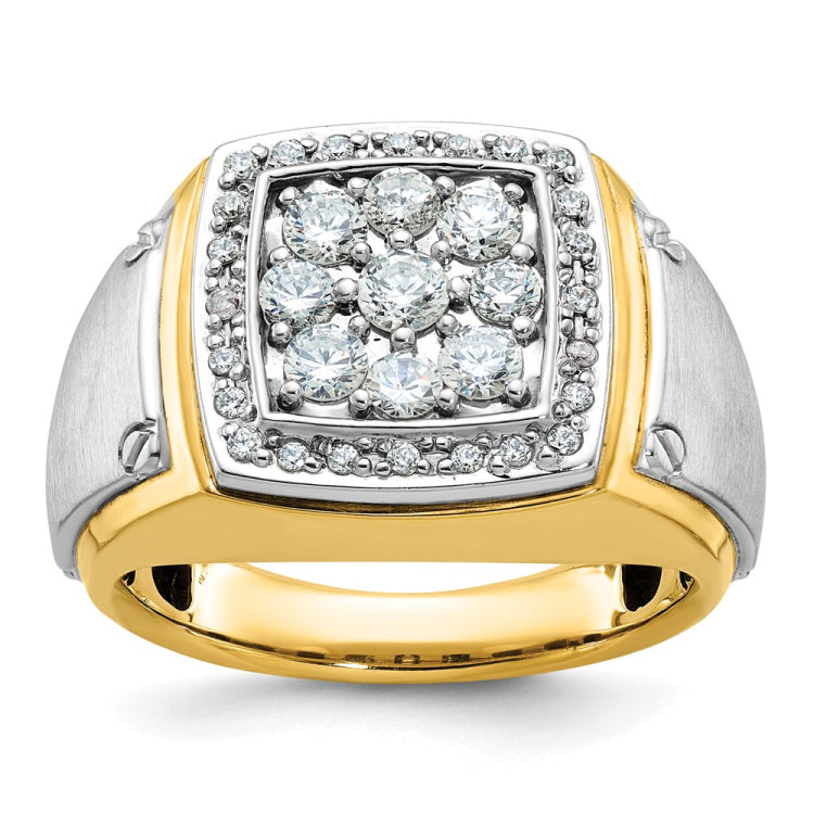 Men's WG 1.00ct tw Diamond Cluster Ring with Satin Finish Sides Mounting
