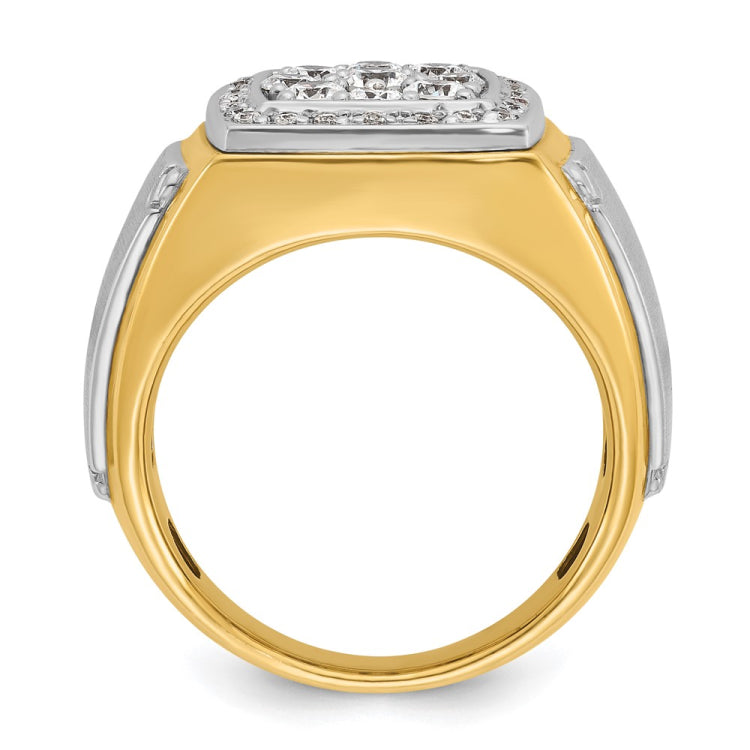 Men's WG 1.00ct tw Diamond Cluster Ring with Satin Finish Sides Mounting