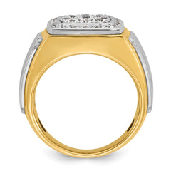 Men's WG 1.00ct tw Diamond Cluster Ring with Satin Finish Sides Mounting