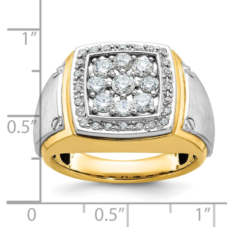 Men's WG 1.00ct tw Diamond Cluster Ring with Satin Finish Sides Mounting