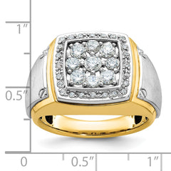 Men's WG 1.00ct tw Diamond Cluster Ring with Satin Finish Sides Mounting