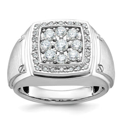 Men's WG 1.00ct tw Diamond Cluster Ring with Satin Finish Sides Mounting