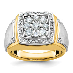 Men's WG 1.00ct tw Diamond Cluster Ring with Satin Finish Sides Mounting
