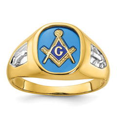 Men's Masonic Blue Lodge Ring with Blue Spinel Accent Stone Mounting