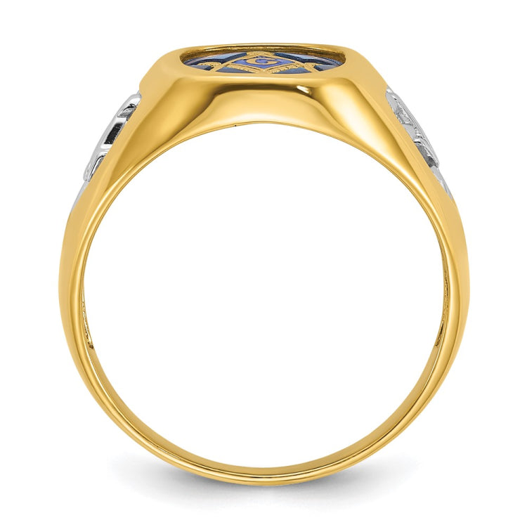 Men's Masonic Blue Lodge Ring with Blue Spinel Accent Stone Mounting