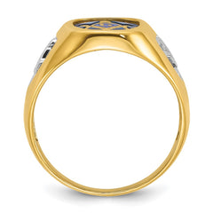 Men's Masonic Blue Lodge Ring with Blue Spinel Accent Stone Mounting