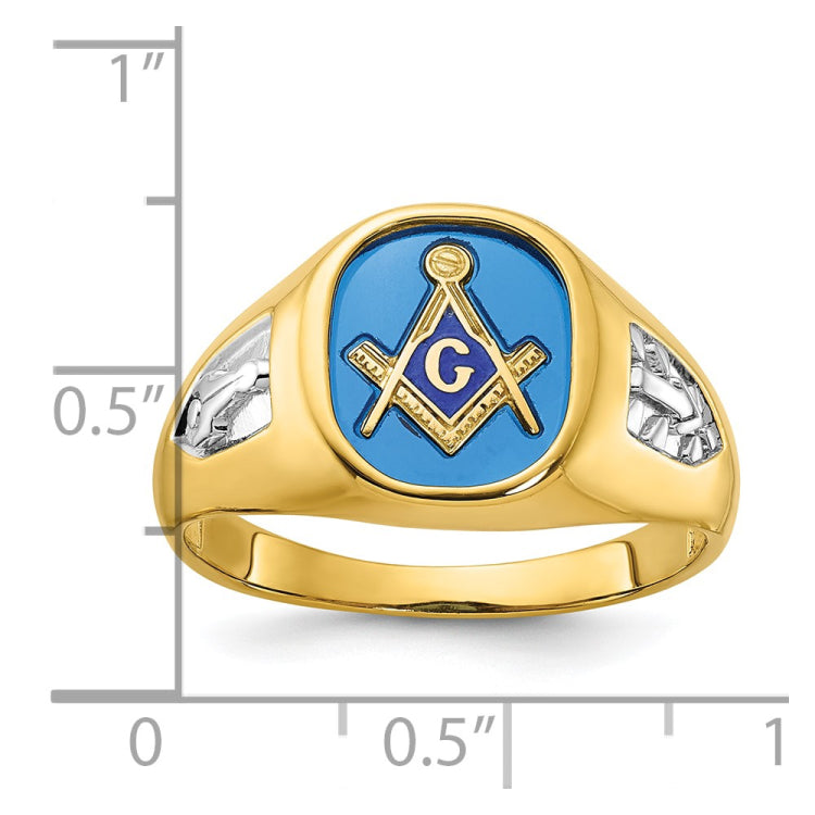 Men's Masonic Blue Lodge Ring with Blue Spinel Accent Stone Mounting